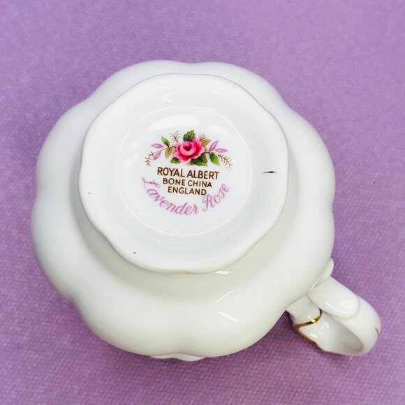 Vintage 60s Royal Albert England Lavender Rose Creamer: Gilded Bone China - Picture 8 of 10